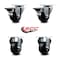 Service Caster 3'' Soft Rubber Wheel Swivel Top Plate Caster Set with 2 Posi Brakes 2 Rigid, 4PK SCC-20S314-SRS-PLB-2-R-2 - alternate 3